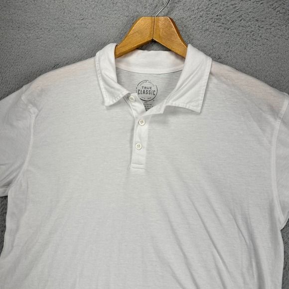 True Classic Adult Mens Polo Shirt Large White Short Sleeve Rugby Casual Comfort